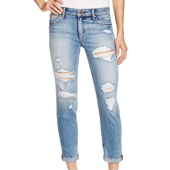 Joe's Jeans Denim - Joe’s Jeans Medium Wash Denim Kency Boyfriend Slim Crop Distressed Jeans Sz 26